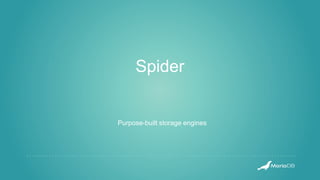 Spider
Purpose-built storage engines
 