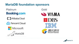 MariaDB foundation sponsors
Platinum Gold
 