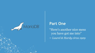 Part One
“Here’s another nice mess
you have got me into”
– Laurel & Hardy circa 1929
 