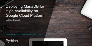 waarom mariadb zo goed past bij je python backend -... Deploying MariaDB for HA on Google Cloud Platform | PDF