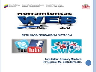 DIPOLMADO EDUCACION A DISTANCIA
Facilitadora: Rosmary Mendoza.
Participante: Ma. Del C. Mirabal H.
 