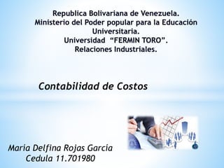 María Delfina Rojas García
Cedula 11.701980
Contabilidad de Costos
 