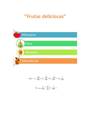 “Frutas deliciosas”

Manzana
Pera
Naranja
Mandarina

 