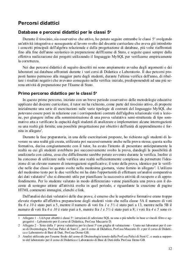 Esempi Di Relazione Finale Anno Di Prova Scuola Primaria