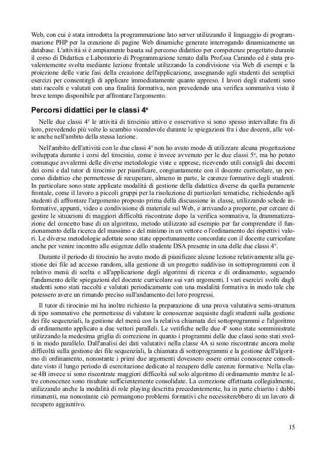 Esempio Relazione Finale Disciplinare Scuola Primaria