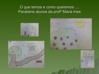O que temos e como queremos ....
Parabéns alunos da profª Maria Ines
 