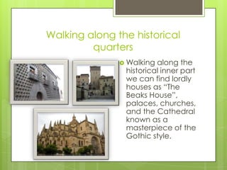 Walking along the historical
         quarters
                Walking along the
                historical inner part
                we can find lordly
                houses as “The
                Beaks House”,
                palaces, churches,
                and the Cathedral
                known as a
                masterpiece of the
                Gothic style.
 