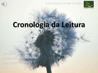 Cronologia da Leitura
Disciplina: Português
Professora: Rosalina Nunes
Ano Letivo: 2012/2013
Escola Básica 2,3 Dr. João das Regras
 