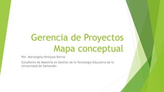 Gerencia de Proyectos
Mapa conceptual
Por: Mariangela Hinojosa Barros
Estudiante de Maestría en Gestión de la Tecnología Educativa de la
Universidad de Santander
 