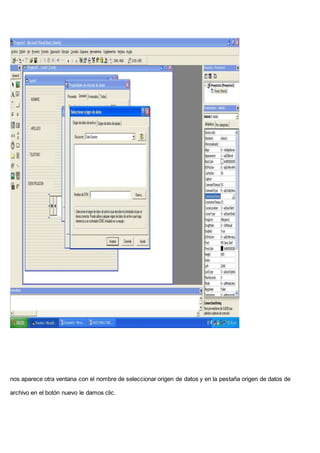 nos aparece otra ventana con el nombre de seleccionar origen de datos y en la pestaña origen de datos de
archivo en el botón nuevo le damos clic.
 