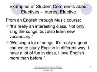 Marianne And Kim - Balancing Students’ Needs And Wants With Electives | PPT