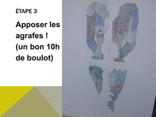 ÉTAPE 3
Apposer les
agrafes !
(un bon 10h
de boulot)
 