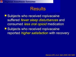 @EMARIANOMD
Epidural Analgesia
 Bupiv 0.25% at 6-15 ml/h vs. opioids1
– Epid group had lower pain scores but high
proport...
