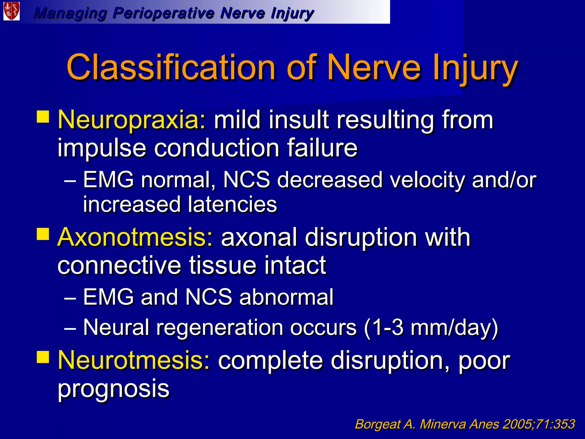 Management of the patient with suspected perioperative nerve injury | PPT