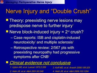 Managing Perioperative Nerve InjuryManaging Perioperative Nerve Injury
Nerve Injury and “Double Crush”Nerve Injury and “Do...