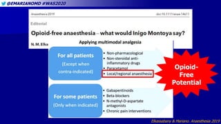 @EMARIANOMD #WAS2020
Elkassabany & Mariano. Anaesthesia 2019
Opioid-
Free
Potential
 