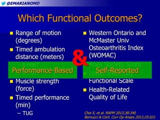 @EMARIANOMD
Which Functional Outcomes?
 Range of motion
(degrees)
 Timed ambulation
distance (meters)
– 6-MWT
– 2-MWT
 ...