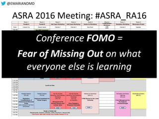 @EMARIANOMD
ASRA 2016 Meeting: #ASRA_RA16
Conference FOMO =
Fear of Missing Out on what
everyone else is learning
 