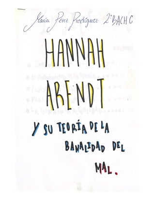 Trabajo de María Pérez sobre Hannah Arendt