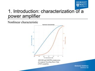 1. Introduction: characterization of a
power amplifier
Galashiels
Orkney
Nonlinear characteristic
AM/AM and AM/PM compression
of a typical Traveling Wave Tube
(TWT) amplifier.
 