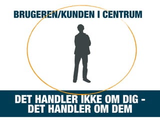 DET HANDLER IKKE OM DIG -
DET HANDLER OM DEM
BRUGEREN/KUNDEN I CENTRUM
 