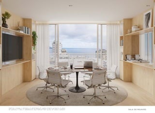 pe r s pe c t i va i l u s t r a d a . a de c o r a ç ã o e o s r e v e s t i me n t o s s ã o i m a ge n s me r a me n t e i l u s t r at i va s . o s m ó v e i s
a s s i m c o m o o s m at e r i a i s de a c a b a me n t o s ã o de d i me n s õ e s c o me r c i a i s e n ã o fa z em pa r t e d o c o n t r at o
de c o n s t r u ç ã o . o i m ó v e l e emp r ee n d i me n t o s e r ã o e n t r eg u e s c o m o i n d i c a d o n o mem o r i a l de s c r i t i v o . SALA DE RE UNI ÃO
3
4
 