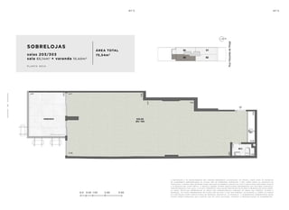 0.0 0.50 1.00 2.00 3.00
a de c o r a ç ã o e o s r e v e s t i me n t o s s ã o i m a ge n s me r a me n t e i l u s t r at i va s . o s m ó v e i s , a s s i m c o m o o s m at e r i a i s
de a c a b a me n t o r ep r e s e n ta d o s n a p l a n ta s ã o de d i me n s õ e s c o me r c i a i s e n ã o fa z em pa r t e d o c o n t r at o de
c o n s t u ç ã o . o i m ó v e l s e r á e n t r eg u e c o m o i n d i c a d o n o mem o r i a l de s c r i t i v o . e s ta é u m a p l a n ta p r o v i s ó r i a s u je i ta
a a lt e r a ç ã o s em av i s o p r é v i o . o p r o je t o p o de r á s o f r e r m o d i f i c a ç õ e s de c o r r e n t e s d a s p o s t u r a s m u n i c i pa i s ,
c o n c e s s i o n á r i a s e d o l o c a l . a p l a n ta a p r e s e n ta l o c a l i z a ç ã o p r e l i m i n a r de p i l a r e s e p r u m a d a s de i n s ta l a ç õ e s .
a s á r e a s p r i vat i va s r ep r e s e n ta m a s á r e a s d o s c o mpa r t i me n t o s s o m a d a s à s á r e a s d a s pa r ede s , p i l a r e s e
p r u m a d a s . a s c o ta s a p r e s e n ta d a s em p l a n ta s ã o de e i x o a e i x o d a s pa r ede s . o s m at e r i a i s a s e r em u t i l i z a d o s
n a c o n s t r u ç ã o e s tã o e s pe c i f i c a d o s n o mem o r i a l de s c r i t i v o . o s m at e r i a i s e a c a b a me n t o s a p r e s e n ta d o s n e s s a
p l a n ta s e r ã o o f e r e c i d o s a o s c l i e n t e s c o m u m c u s t o a d i c i o n a l , d u r a n t e a pe r s o n a l i z a ç ã o de a c a b a me n t o s ..
SOBRELOJAS
salas 203/303
sala 65,14m2
+ varanda 10,40m2
ÁREA TOTAL
75,54m2
p l a n ta s e c a
6
2
 