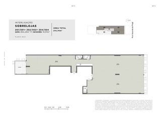 a de c o r a ç ã o , o pa i s a g i s m o e o s r e v e s t i me n t o s s ã o i m a ge n s me r a me n t e i l u s t r at i va s . o s m ó v e i s , a s s i m c o m o o s
m at e r i a i s de a c a b a me n t o r ep r e s e n ta d o s n a p l a n ta s ã o de d i me n s õ e s c o me r c i a i s e n ã o fa z em pa r t e d o c o n t r at o
de c o n s t u ç ã o . o i m ó v e l s e r á e n t r eg u e c o m o i n d i c a d o n o mem o r i a l de s c r i t i v o . e s ta é u m a p l a n ta p r o v i s ó r i a
s u je i ta a a lt e r a ç ã o s em av i s o p r é v i o . o p r o je t o p o de r á s o f r e r m o d i f i c a ç õ e s de c o r r e n t e s d a s p o s t u r a s
m u n i c i pa i s , c o n c e s s i o n á r i a s e d o l o c a l . a p l a n ta a p r e s e n ta l o c a l i z a ç ã o p r e l i m i n a r de p i l a r e s e p r u m a d a s de
i n s ta l a ç õ e s . a s á r e a s p r i vat i va s r ep r e s e n ta m a s á r e a s d o s c o mpa r t i me n t o s s o m a d a s à s á r e a s d a s pa r ede s , p i l a r e s
e p r u m a d a s . a s c o ta s a p r e s e n ta d a s em p l a n ta s ã o de e i x o a e i x o d a s pa r ede s . o s m at e r i a i s a s e r em u t i l i z a d o s
n a c o n s t r u ç ã o e s tã o e s pe c i f i c a d o s n o mem o r i a l de s c r i t i v o . o s m at e r i a i s e a c a b a me n t o s a p r e s e n ta d o s n e s s a
p l a n ta s e r ã o o f e r e c i d o s a o s c l i e n t e s c o m u m c u s t o a d i c i o n a l , d u r a n t e a pe r s o n a l i z a ç ã o de a c a b a me n t o s ..
0.0 0.50 1.00 2.00 3.00
SOBRELOJAS
201/301+ 202/302+ 204/304
sala 204,43m2
+ varanda 10,31m2
ÁREA TOTAL
214,74m2
p l a n ta s e c a
INTERLIGAÇÃO
7
8
 