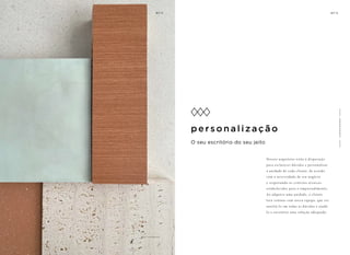 f o t o i l u s t r at i va
p er so n a l i za çã o
O seu escritório do seu jeito
C
O
M
O
D
I
D
A
D
E
S
Nossos arquitetos estão à disposição
para esclarecer dúvidas e personalizar
a unidade de cada cliente, de acordo
com a necessidade de seu negócio
e respeitando os critérios técnicos
estabelecidos para o empreendimento.
Ao adquirir uma unidade, o cliente
terá contato com nossa equipe, que vai
auxiliá-lo em todas as dúvidas e ajudá-
lo a encontrar uma solução adequada.
 