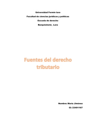 Universidad Fermín toro
Facultad de ciencias jurídicas y políticas
Escuela de derecho
Barquisimeto_ Lara
Nombre: María Jiménez
CI: 23491167
 