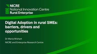 Digital Adoption in rural SMEs:
barriers, drivers and
opportunities
Dr MariaWishart
NICRE and Enterprise Research Centre
 
