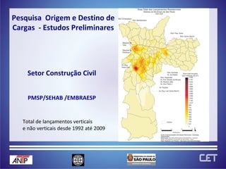 PMSP/SEHAB /EMBRAESP Total de lançamentos verticais  e não verticais desde 1992 até 2009  Pesquisa  Origem e Destino de Cargas  - Estudos Preliminares Setor Construção Civil 