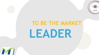 TO BE THE MARKET
LEADER
 