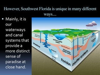 However, Southwest Florida is unique in many different
                       ways....
 Mainly, it is
  our
  waterways
  and canal
  systems that
  provide a
  more distinct
  sense of
  paradise at
  close hand.
 