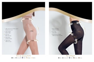 R I O - UP TA IL LE H A UTE
S - M - L - X L
N o i r A n t r a c i t e N a v y C a m e l S a b l e
3
R I O O PAQ U E
S - M - L - X L
N o i r A n t r a c i t e N a v y V i s o nC a ca o
2. Flat tummy.
Ventre plat.
3. Slims the hips and thighs.
Affine les cuisses et hanches.
1. Raises the bottom.
Soul`eve les fesses.
3
 