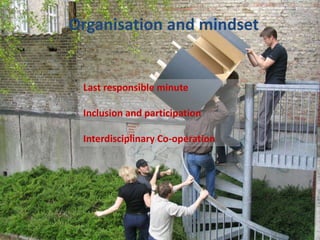 Organisation and mindsetLast responsible minuteInclusion and participationInterdisciplinary Co-operation