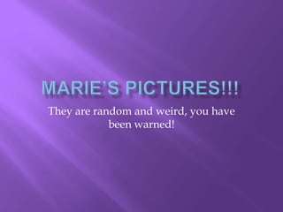 Marie’s Pictures!!! They are random and weird, you have been warned! 