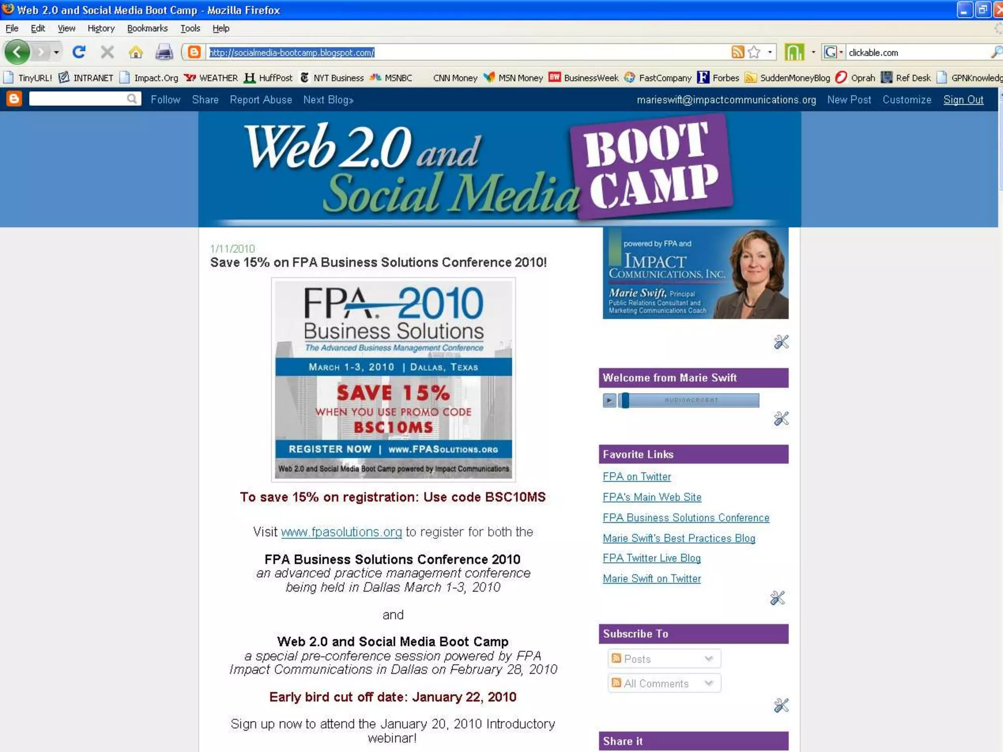 Web 2.0 and Social Media Boot Camp
 