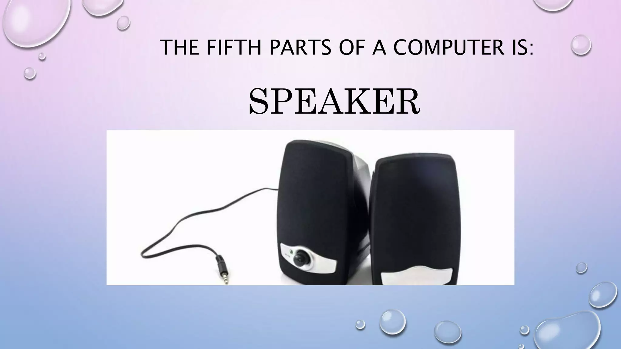 THE FIFTH PARTS OF A COMPUTER IS:
SPEAKER
 