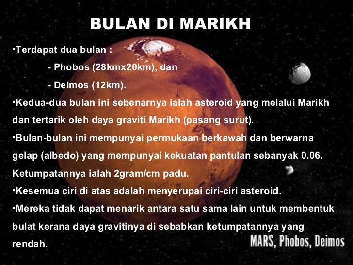 marikh mempunyai di atas permukaan