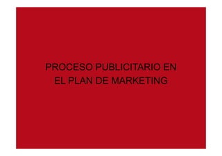 PROCESO PUBLICITARIO EN
 EL PLAN DE MARKETING
 