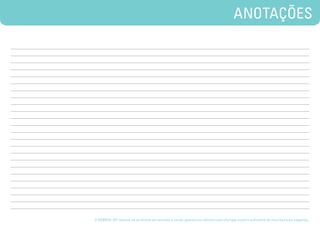 ANOTAÇÕES




O SEBRAE-SP reserva-se ao direito de cancelar o curso, palestra ou oficina caso não haja número suficiente de inscritos e/ou pagantes.
 