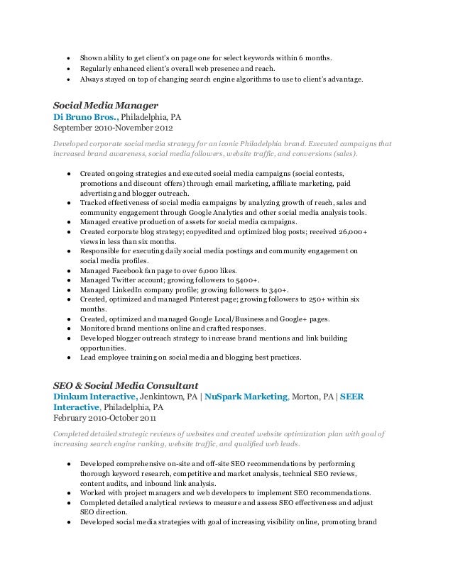 Online campaign manager resume