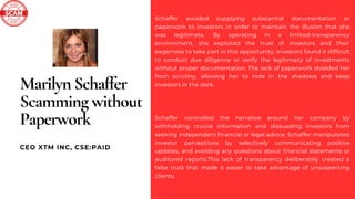 Investment Fraud Alert: Marilyn Schaffer CEO XTM Inc CSE:PAID | PDF