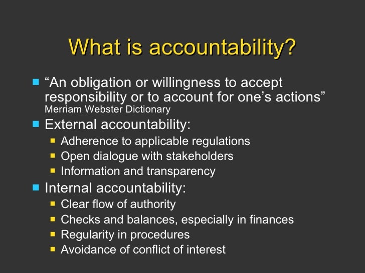 Instruments for improvement of Accountability and