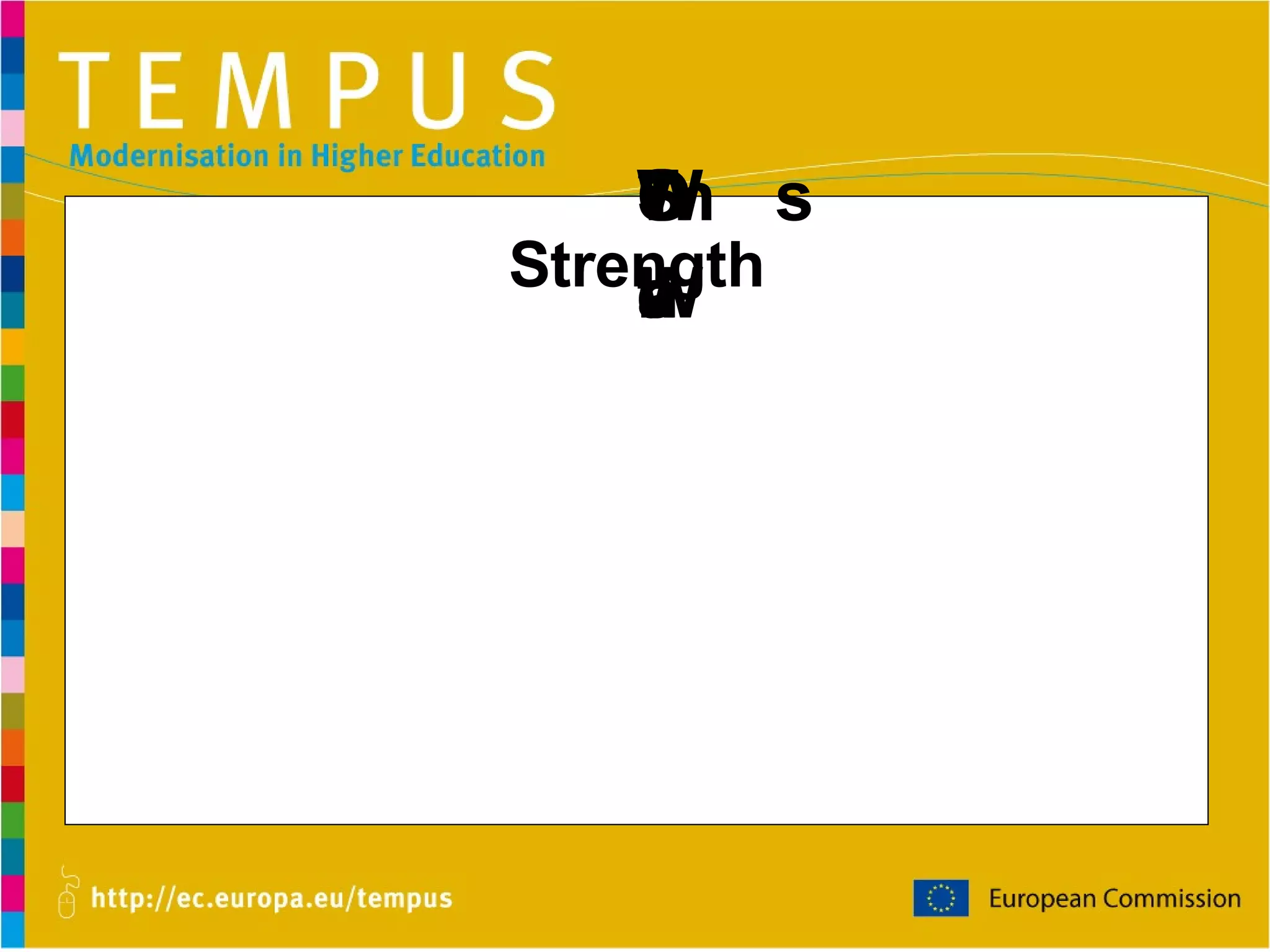SWOT Analysis Strength What areas have produced success to-date? 