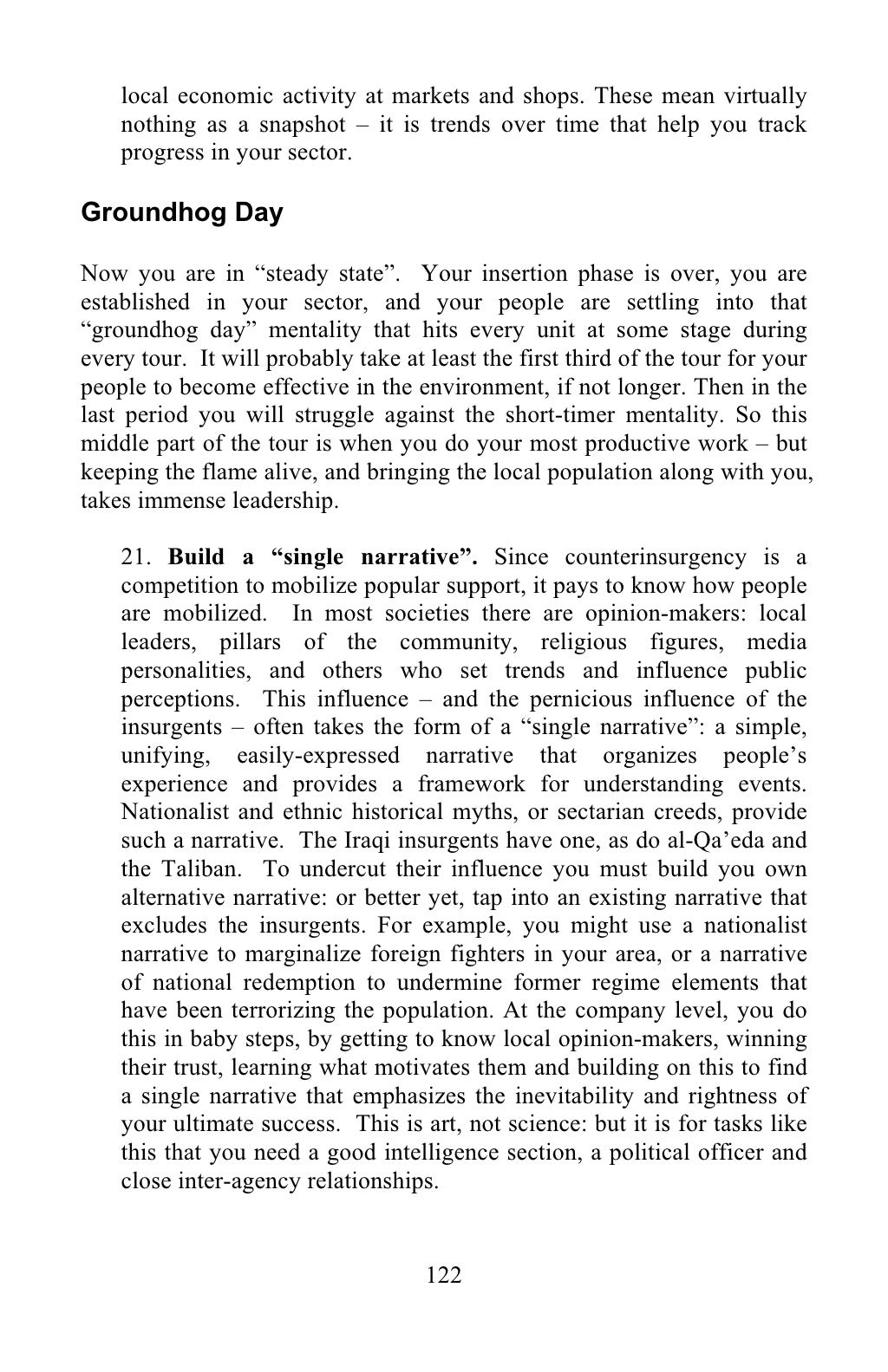 Small Unit Leaders Guide To Counterinsurgency Five Final Rules