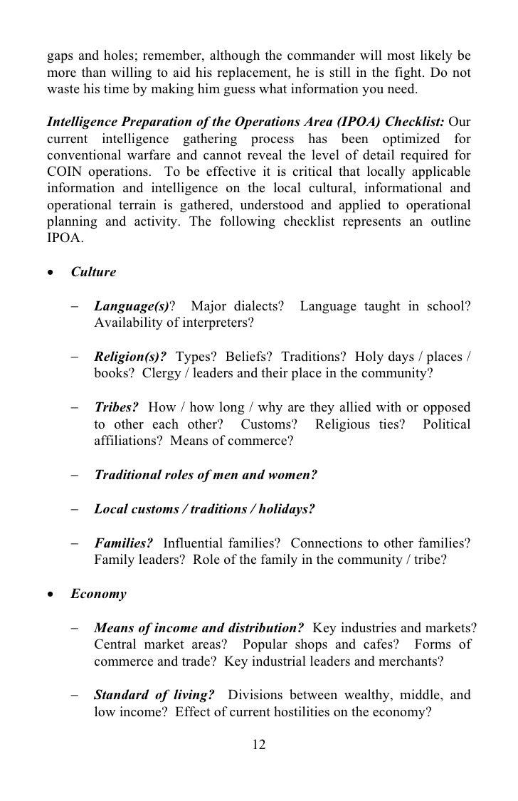 Small Unit Leaders Guide To Counterinsurgency Five Final Rules