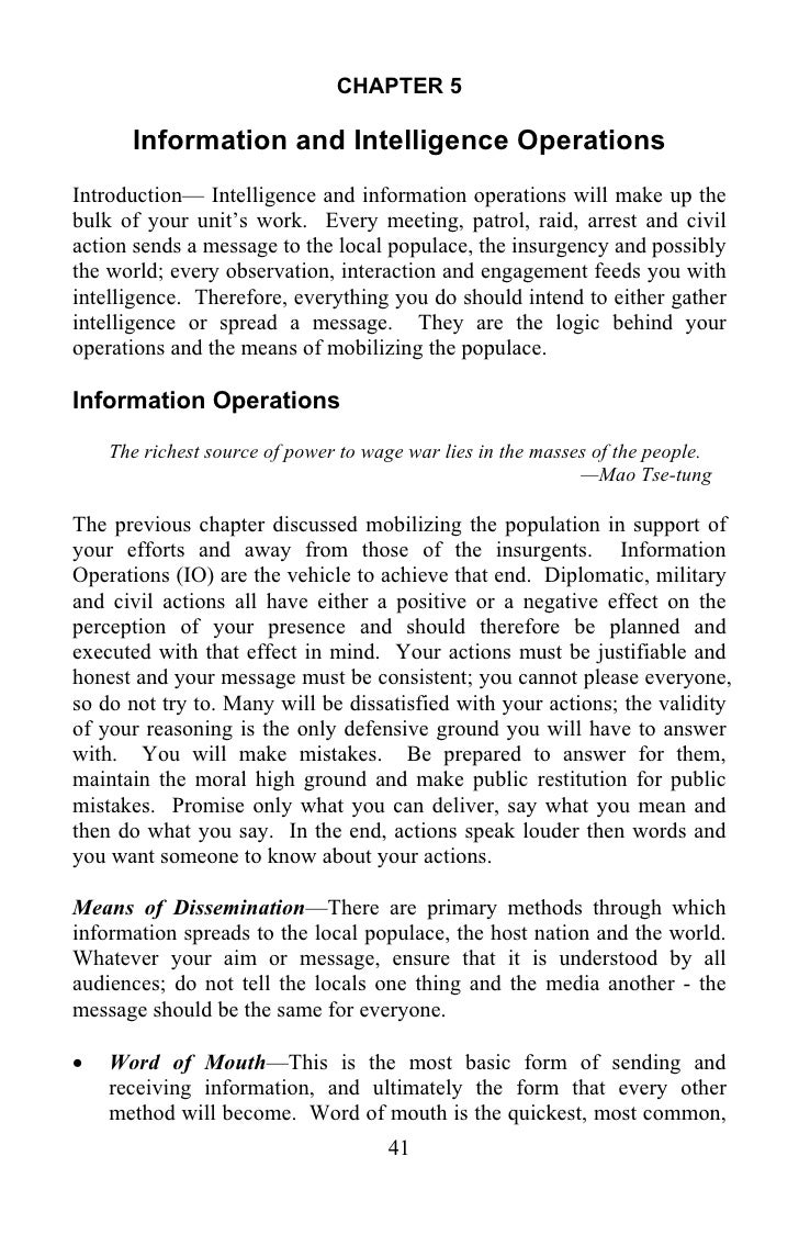 Small Unit Leaders Guide To Counterinsurgency Five Final Rules