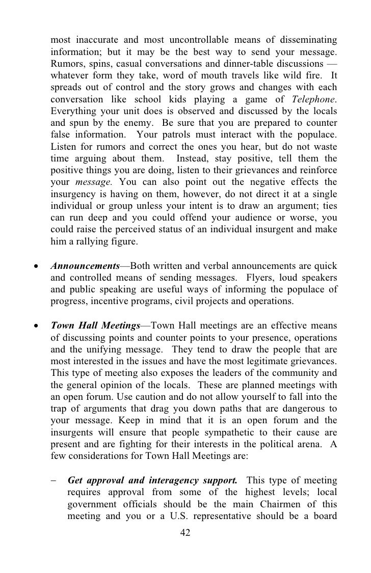 Small Unit Leaders Guide To Counterinsurgency Five Final Rules